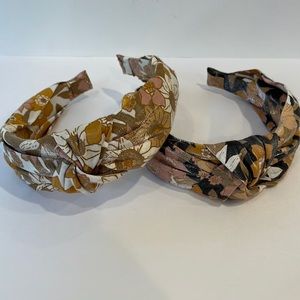 headbands women’s floral fabric knotted multicolored colorful set of two